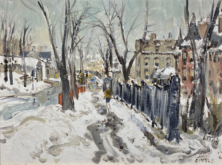 John Little Sketch, Pine Ave above Peel, Montreal, 1961 Oil on canvas board 12 x 16 in 30.5 x 40.6 cm