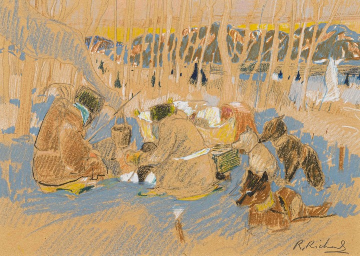 René Richard Encampement de trappeurs Pencil on paper 8 1/2 x 11 1/2 in 21.6 x 29.2 cm