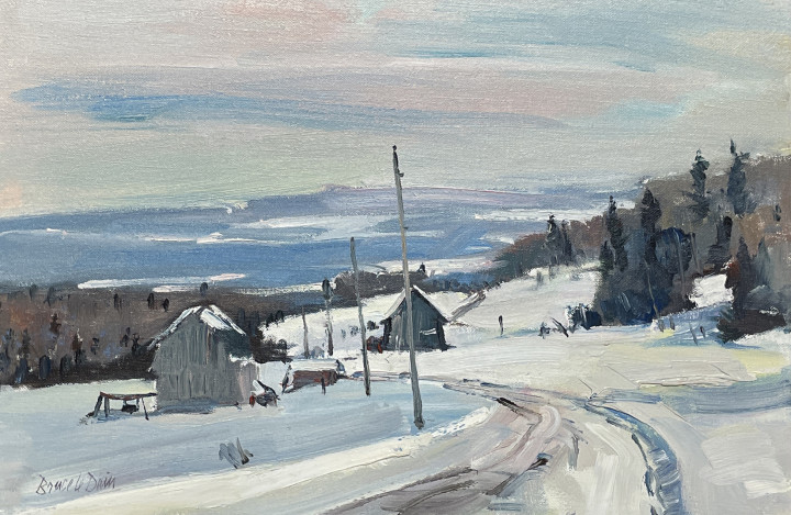 Bruce Le Dain Stoke Road, Wolfe County, Que., 1990 Oil on canvas 12 x 18 in 30.5 x 45.7 cm