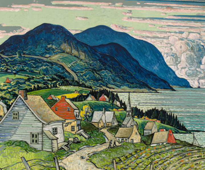 Marc-Aurèle Fortin Paysage à Saint-Siméon, 1938 Oil on cardboard 39 x 47 in 99.1 x 119.4 cm
