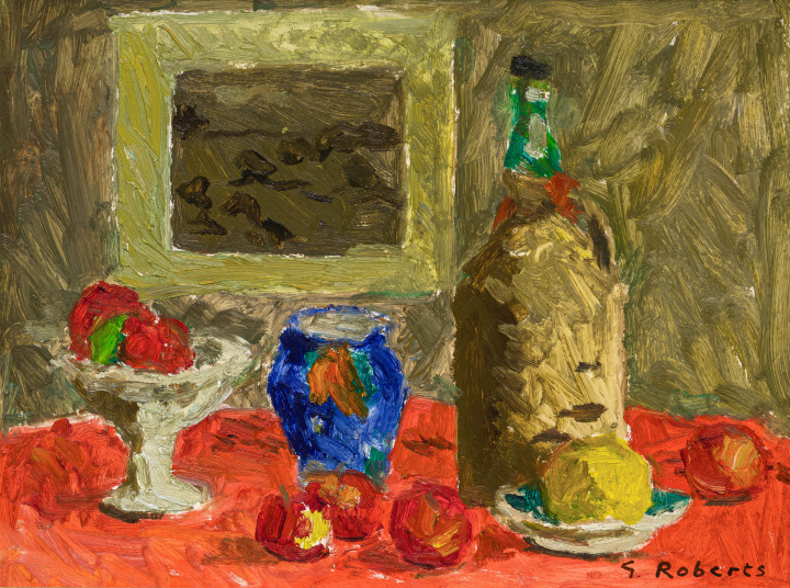 Goodridge Roberts Still Life with Bottle Oil on board 12 x 16 in 30.5 x 40.6 cm This work is inscribed with the Goodridge Roberts’ inventory no. 1384