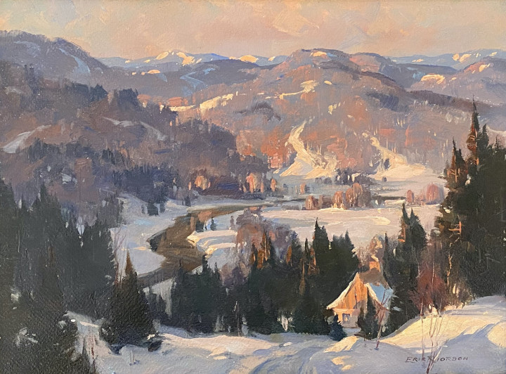 Eric Riordon The Mulet Valley at Evening Oil on canvas board 12 x 16 in 30.5 x 40.6 cm