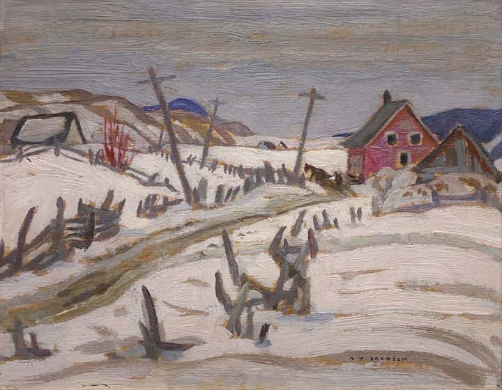 A.Y. Jackson St-Urbain, Quebec , 1929 (April) Double-sided oil on panel 8 3/4 x 10 1/2 in 22.2 x 26.7 cm