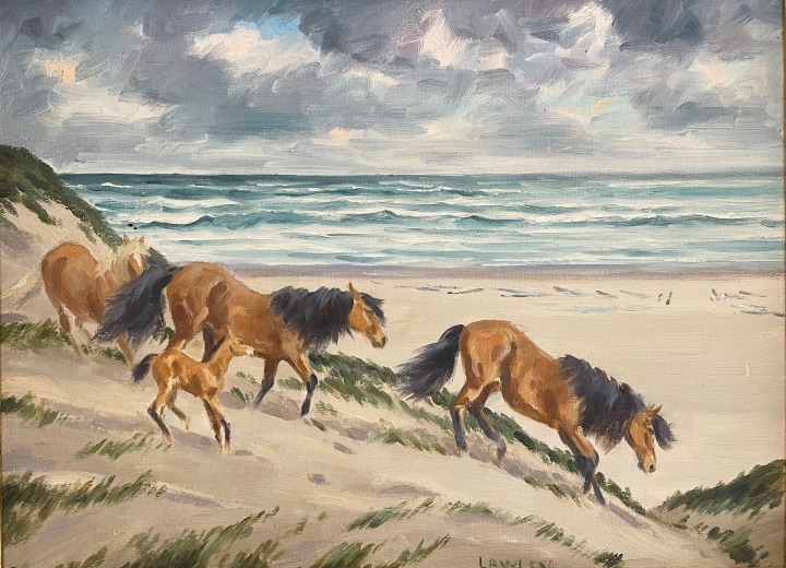 Douglas Lawley The Wild Ponies of the Sable Islands Oil on canvas board 12 x 16 in 30.5 x 40.6 cm