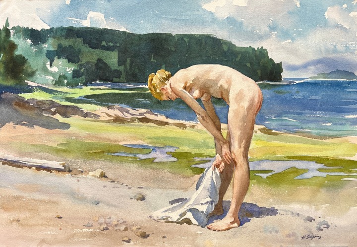 Henry J. Simpkins On Galiano Beach Watercolour 20 1/2 x 29 1/8 in 52 x 74 cm
