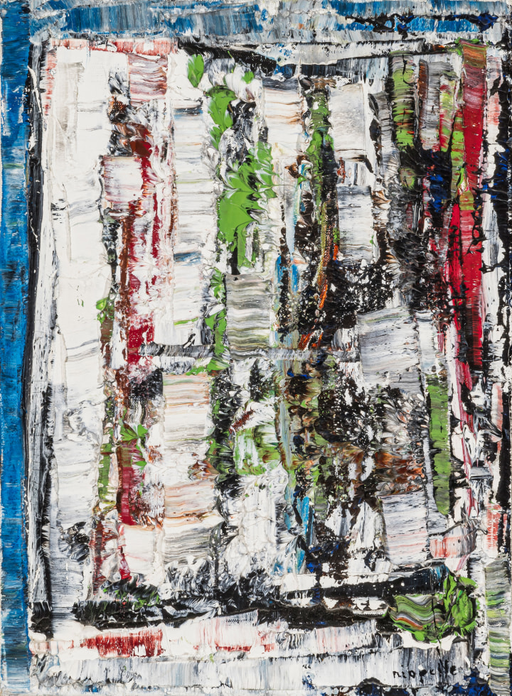 Jean Paul Riopelle Cache au Canard [Duck Blind], 1974 Oil on canvas 18 x 13 in 45.7 x 33 cm This painting is included in the Jean Paul Riopelle Catalogue Raisonné compiled by Yseult Riopelle, Vol 5., p. 122, no. 1974.064H.1974.