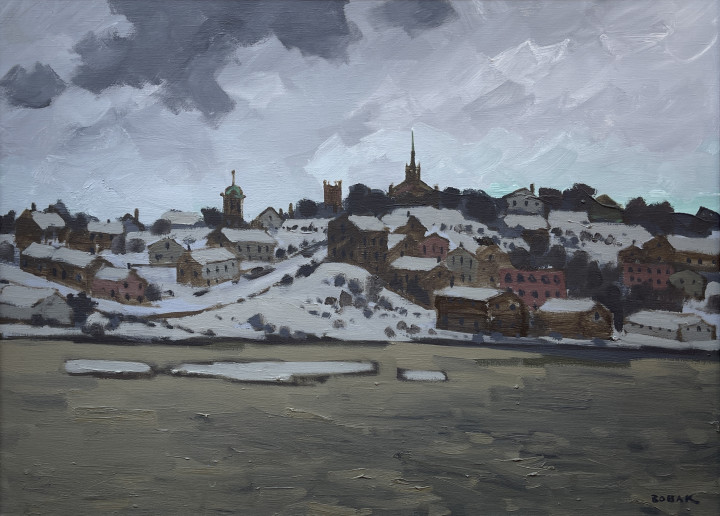 Bruno Bobak Saint John West Oil on canvas 22 x 30 in 55.9 x 76.2 cm