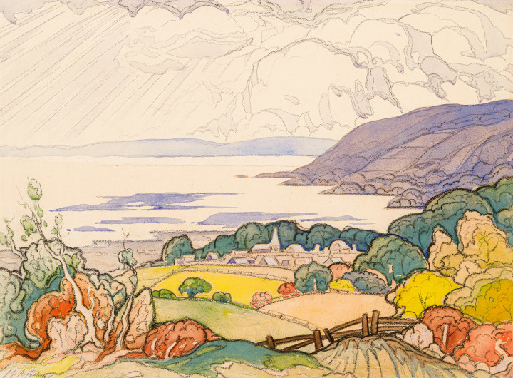 Marc-Aurèle Fortin, Untitled (Probably Port-au-Persil overlooking the coast of the St. Lawrence River)