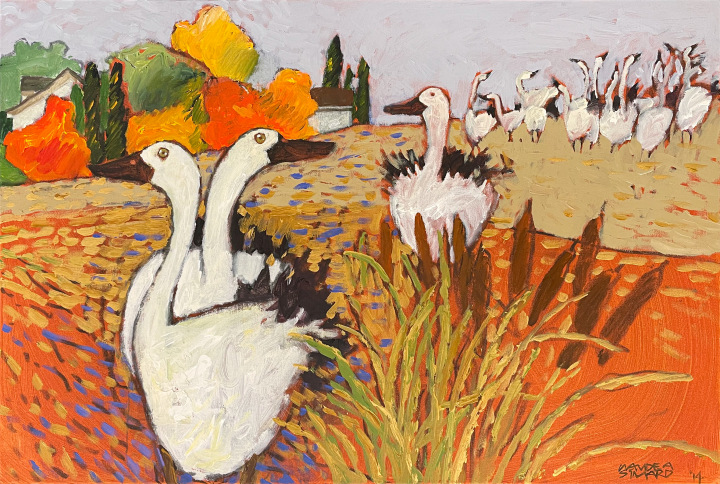 Claude A. Simard White Geese, Cap Tourmente , 2014 Acrylic on canvas 24 x 36 in 61 x 91.4 cm