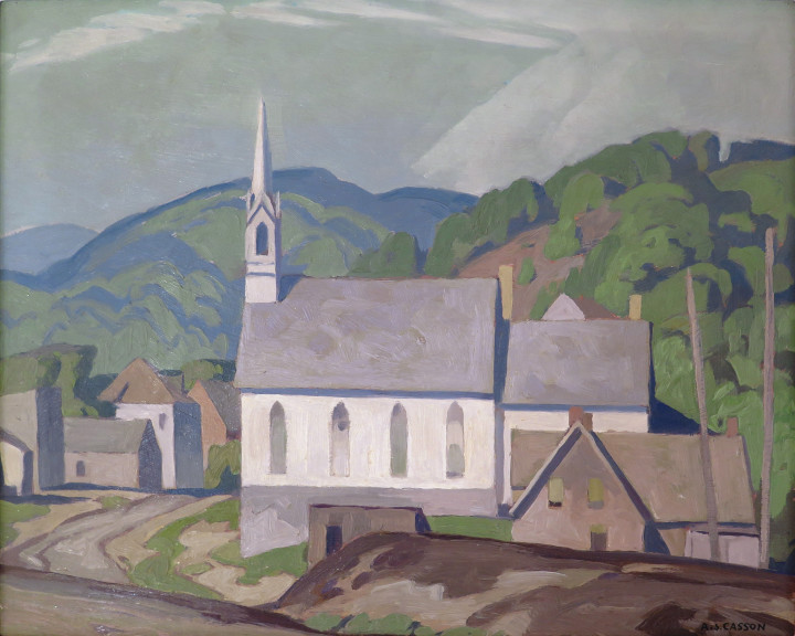 A.J. Casson The Village Church (at Barry's Bay), 1955 (circa) Oil on board 12 x 15 in 30.5 x 38.1 cm