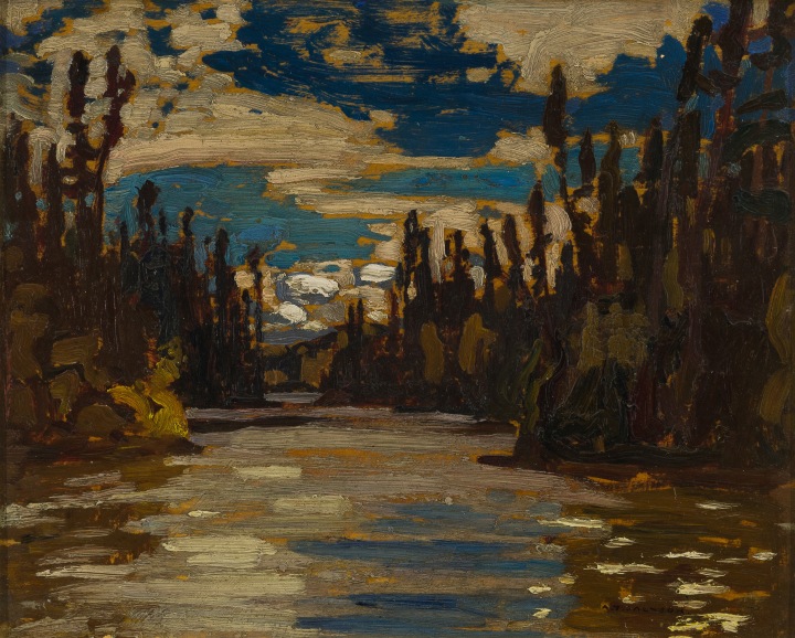 A.Y. Jackson Sand Lake, Algoma / An Algoma River (verso), 1921 Oil on double sided wood panel 8 3/4 x 10 5/8 in 22.2 x 27 cm