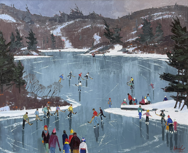 Anthony Law Colourful Skaters (Head of Williams Lake, Nova Scotia), 1991 Oil on canvas 24 x 30 in 61 x 76.2 cm