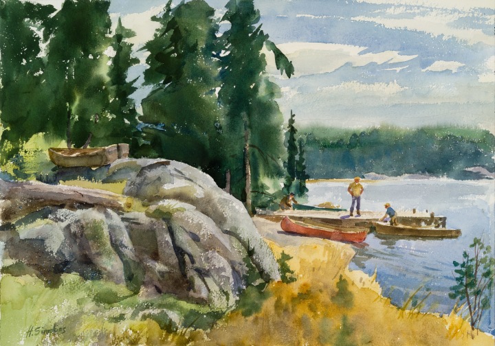 Henry J. Simpkins Idabel Lake - Lac Idabel Watercolour - Aquarelle 14 x 20 in 35.7 x 50.7 cm