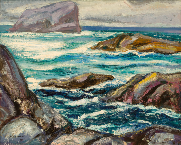 Arthur Lismer Pacific Coast, 1961 Oil on canvas stretched on a board 16 x 20 in 40.6 x 50.8 cm
