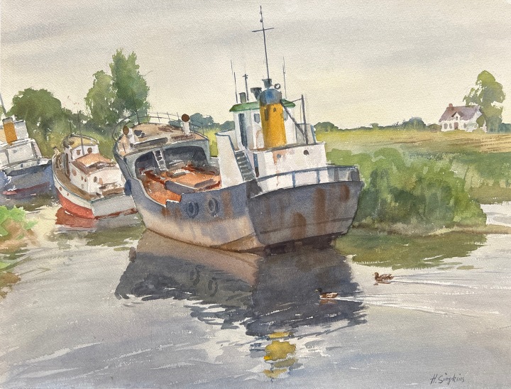 Henry J. Simpkins Boats at Sorel Watercolour 19 1/8 x 25 1/4 in 48.5 x 64 cm