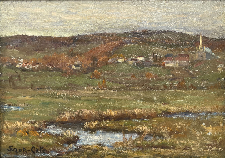 Marc-Aurèle Suzor-Coté Mon Village Natal, Arthabaska Quebec, 1901 (circa) Oil on panel 9 x 13 in 22.9 x 33 cm