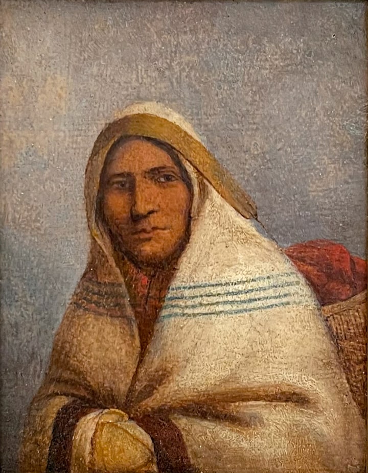 Cornelius Krieghoff Indian Squaw, Lorette, P. Que, 1850 Oil on board 7 3/8 x 6 in 18.7 x 15.2 cm
