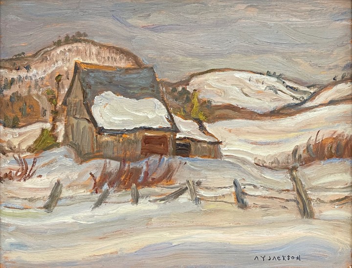 A.Y. Jackson Old Barn, Laurentians, 1964 (February 28) Oil on panel 10 1/2 x 13 1/2 in 26.7 x 34.3 cm