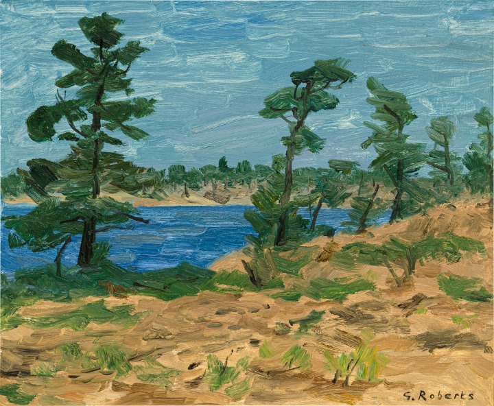 Goodridge Roberts Untitled, Georgian Bay, 1960 (circa) Oil on board 14 1/2 x 17 1/2 in 36.8 x 44.5 cm This work is inscribed with the Goodridge Roberts’ inventory no. 1894