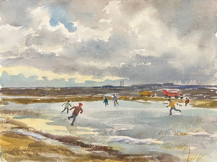 Henry J. Simpkins Manitoba, Along the Perimeter Watercolour 12 1/4 x 16 in 31 x 40.5 cm