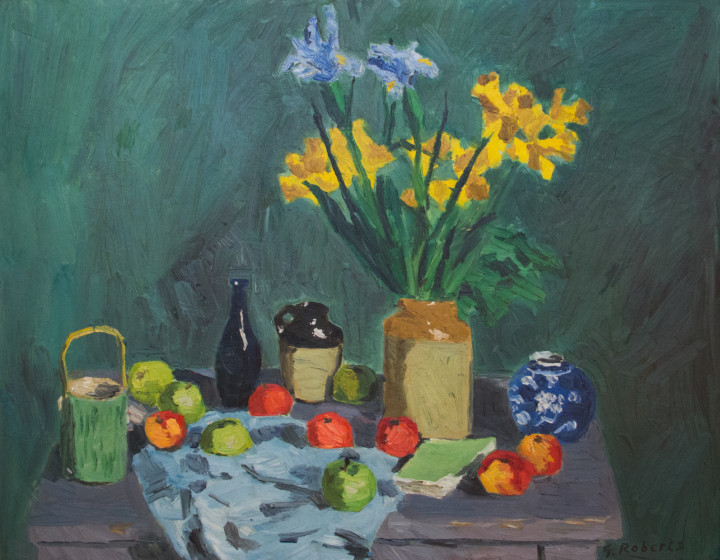 Goodridge Roberts Still Life on Green Background, 1959 (circa) Oil on masonite 25 x 32 in 63.5 x 81.3 cm Roberts Estate Inventory no. 3007.