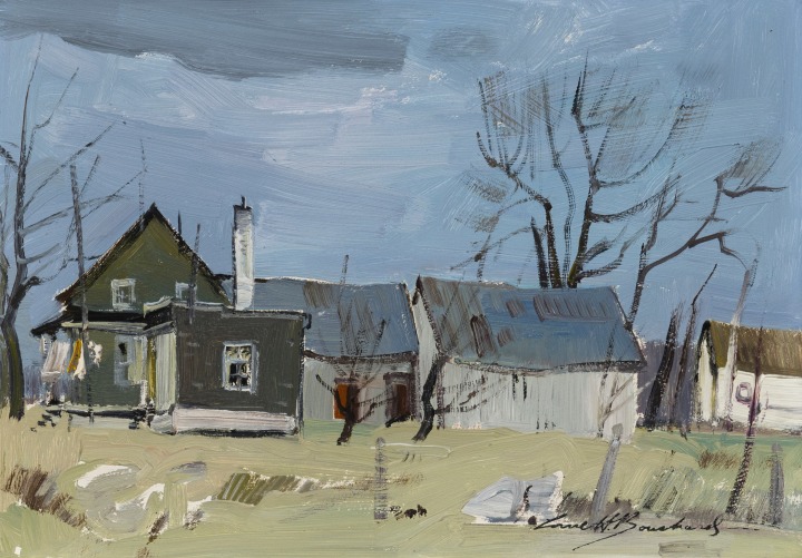 Lorne Bouchard Farm, November Cote Double, 1966 Oil on panel 7 x 10 in 17.8 x 25.4 cm