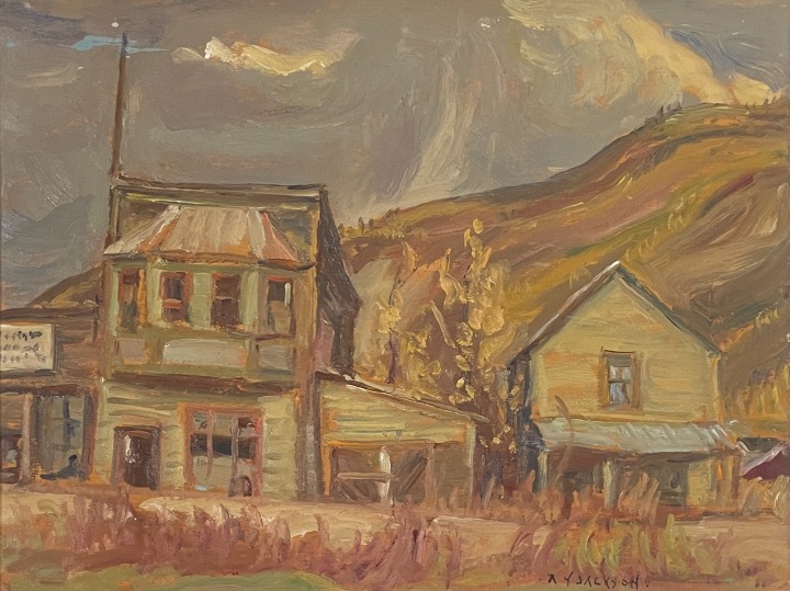 A.Y. Jackson Old Caley House - Dawson, 1964 (September) Oil on wood panel 10 1/2 x 13 1/2 in 26.7 x 34.3 cm