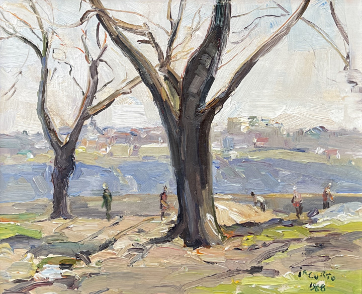 Francesco Iacurto View of the river (Une vue sur le fleuve), 1968 Oil on canvas board 10 x 12 in 25.4 x 30.5 cm