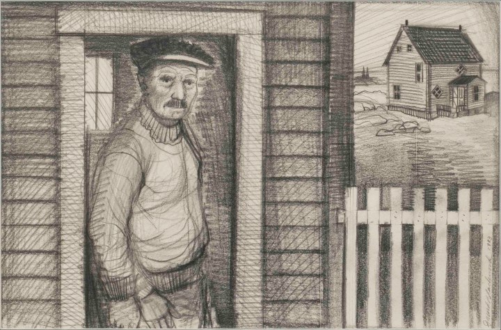 David Blackwood Sketch for Uncle Elias Feltham’s house on Bragg’s Island, 1983 Pencil 10 7/8 x 16 1/2 in 27.5 x 42 cm