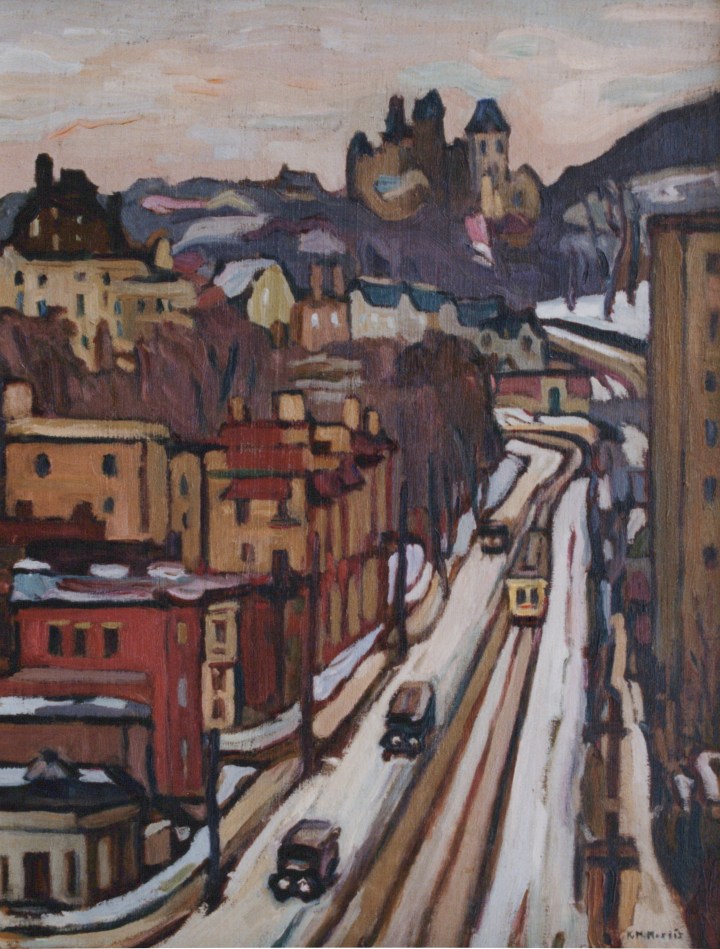 Kathleen M. Morris, Looking Up Côte des Neiges from Sherbrooke Street at Guy