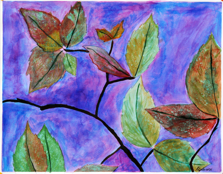 Marcus P, Leaves II, acrylic on paper