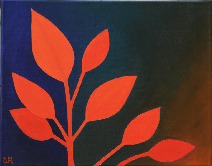 Noah Wou_Orange, Leafs, acrylic