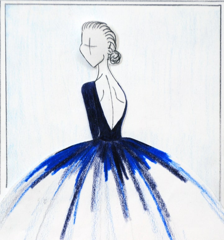 Mikaela Ludwick, Drawing of girl in dress, graphite
