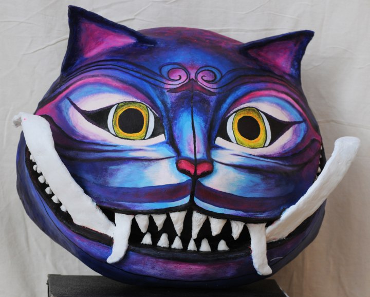 Danova Gardilcic, Rangda Cheshire Cat Mask, plaster of paris& acrylic