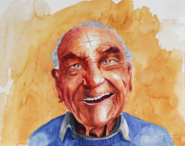 Yaeji Kang, Old Man, watercolour, 14 x 18