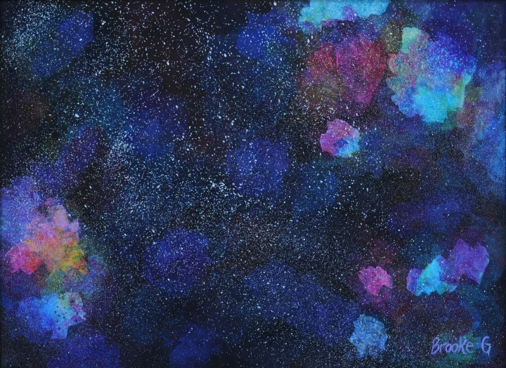 Brooke Gold, Universe 1, acrylic on paper, 22 x 30