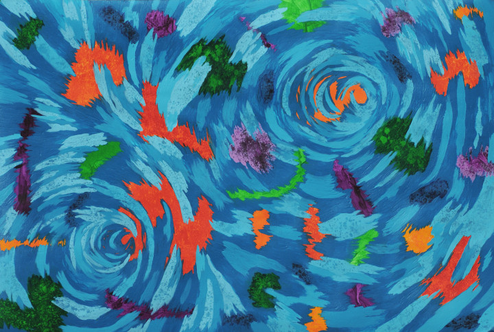 Laurence Troquet, Océan(e), acrylic on paper, 11 x 15