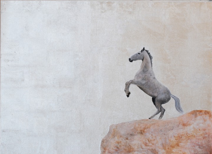 Madeleine Bienvenu, Horse on a Hill, acrylic on canvas, 14x11
