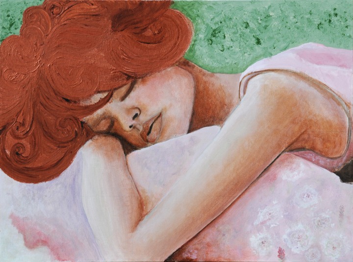 Madeleine Bienvenu, Gibson Girl, acrylic on canvas, 20x30