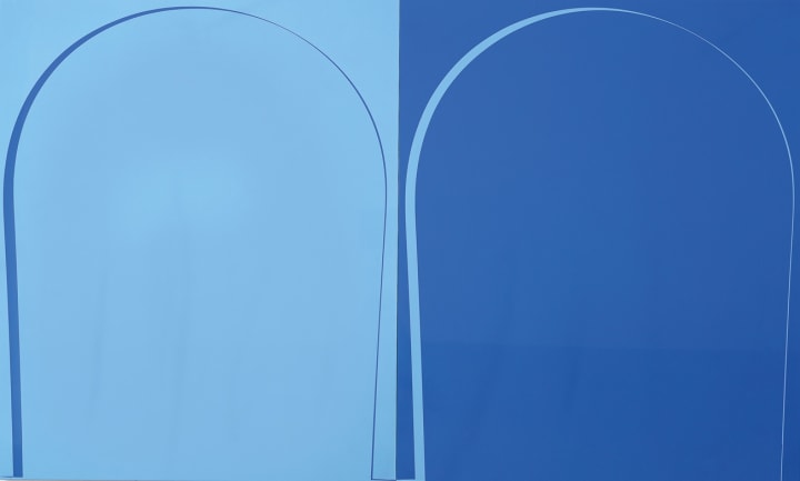 Poured Reversal Painting: Light Blue, Blue, 1999