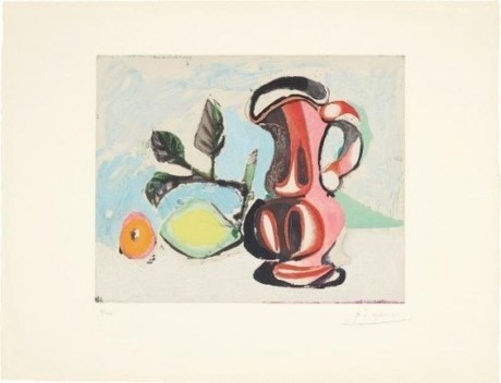 <span class="artist"><strong>Pablo Picasso</strong></span>, <span class="title"><em>Nature Morte Au Citron Et Pichet Rouge (Still Life with Lemon and Red Pitcher) </em>, 1964</span>