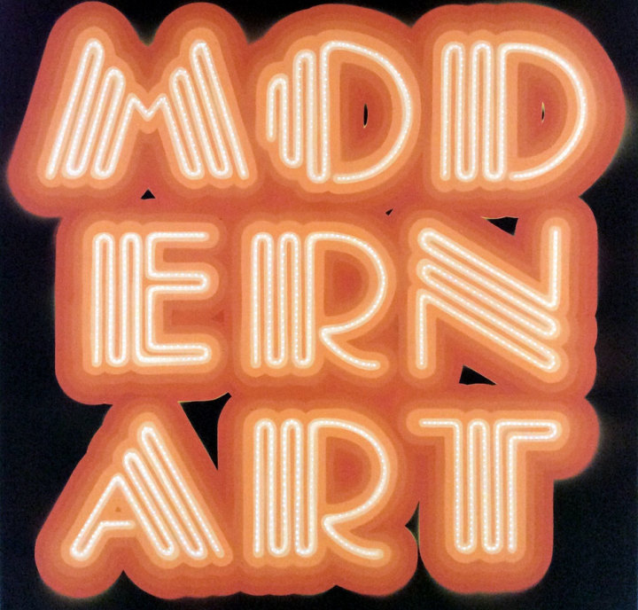 <span class="artist"><strong>Ben Eine</strong></span>, <span class="title"><em>Modern Art- Neon Orange</em></span>