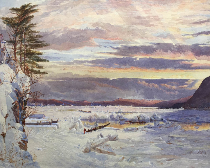 Aquarelle du XIXe siècle, parmi les premiers paysages connus de Fraser