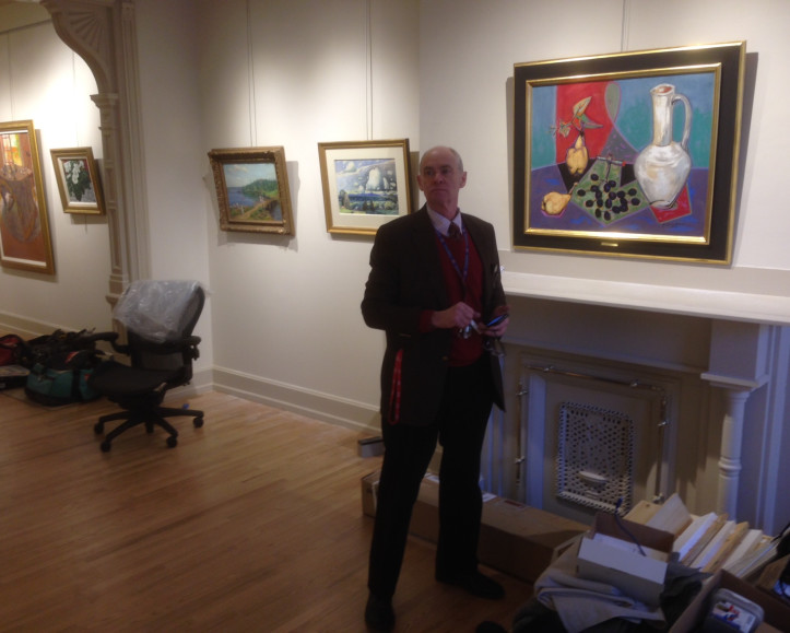 Alan Klinkhoff inspecting the progression of work at Galerie Alan Klinkhoff.