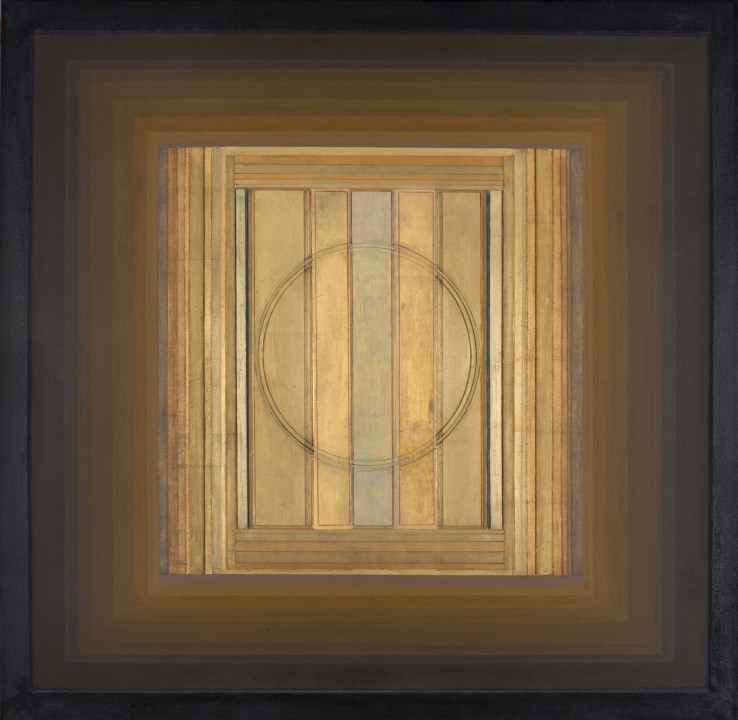 Zenicon XXVIII  2007  Oil, silver leaf, gold leaf and gessoed board on canvas laid on wood  142 x 142 cm