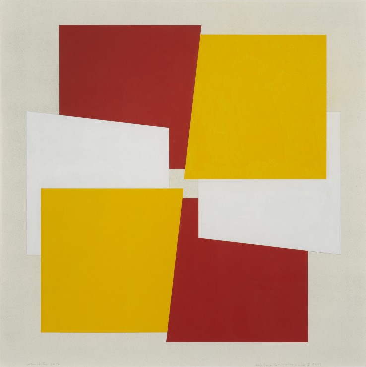 Slip Line, Red, Yellow, White II, 2017  Acrylic gouache on paper  51.2 x 51.2 cm