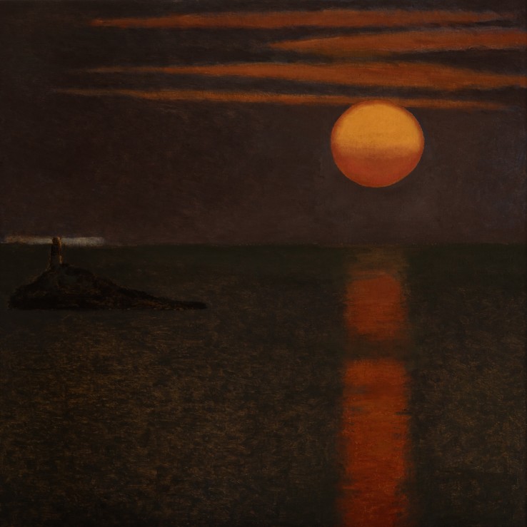 Sunrise, St Ives Bay, 2019  Oil on canvas  51 x 51 cm