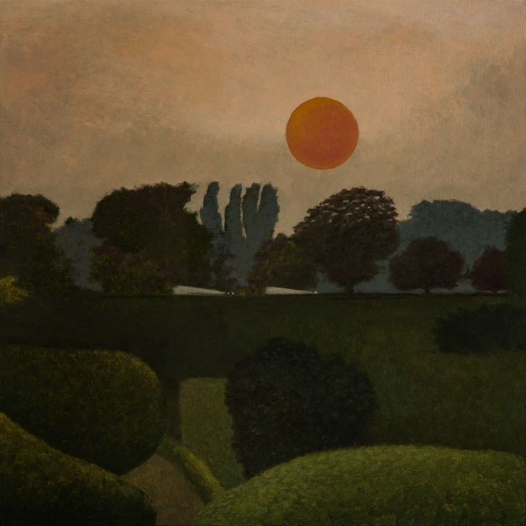 Sunset, Thames Valley II, 2019  Oil on canvas  51 x 51 cm