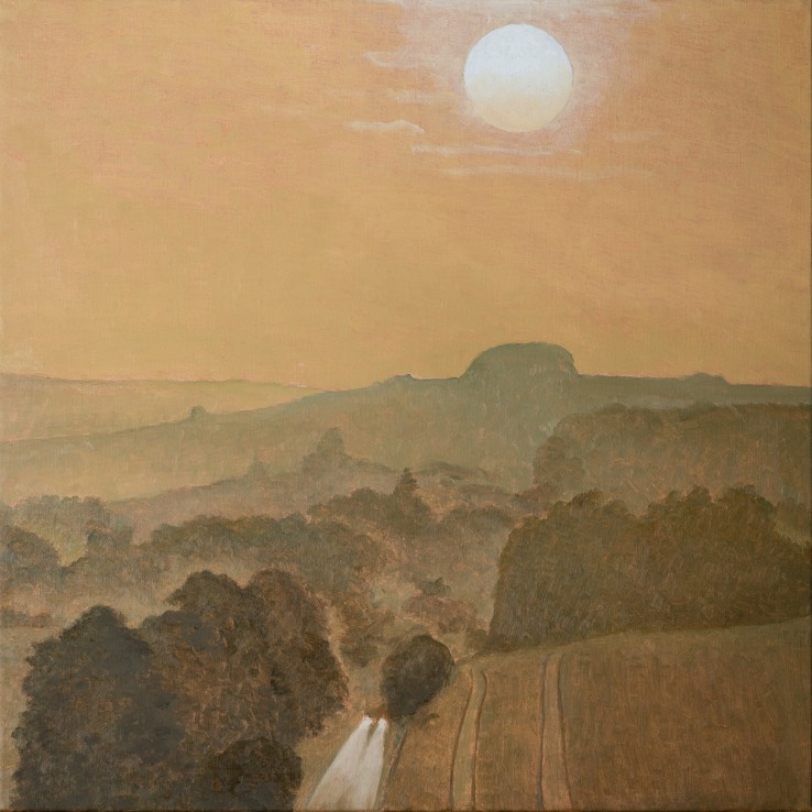Sunset from Silbury Hill, 2019  Oil on canvas  51 x 51 cm
