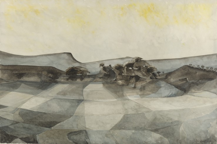 Alan Reynolds  The Ridge, Early Morning  1957  Watercolour on paper  46 x 68 cm